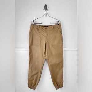Quince Organic Stretch Cotton Twill Utility Jogger in Light Khaki